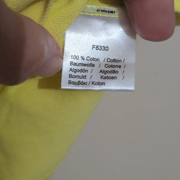 GUC Lacoste men's yellow polo with contrasting gray collar, size 7 (XXL) - Picture 5 of 8
